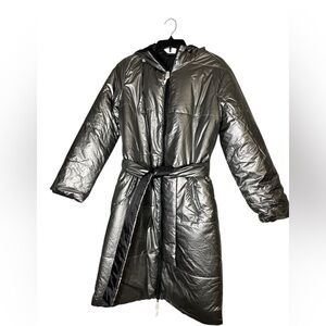 G by Giuliana Reversible Women’s Trench Coat Silver Black Size Small  NWOT